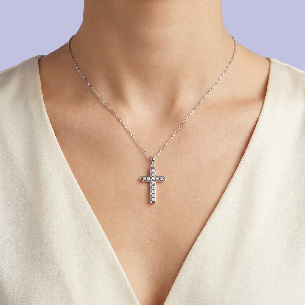 Cruz de Plata .925 con Zirconias Finas Biseladas mod. 1973
