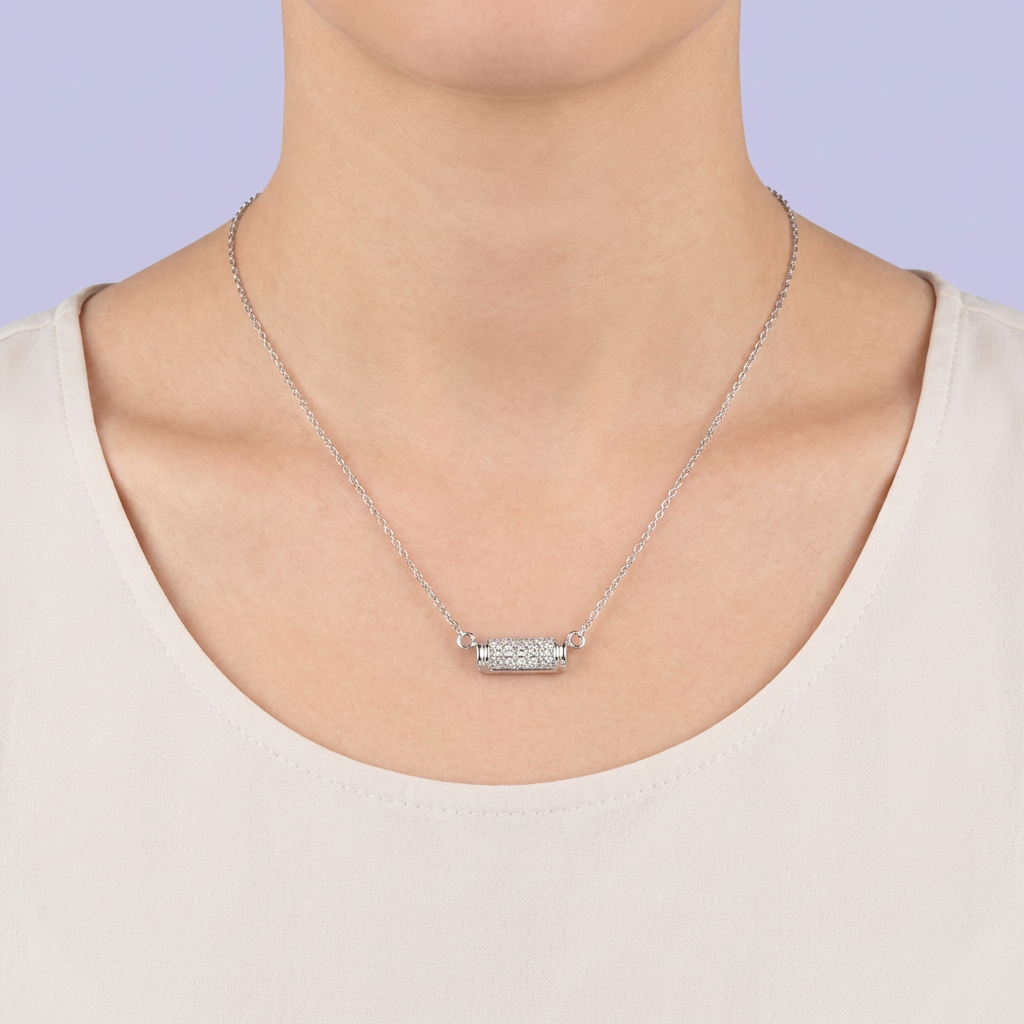 Gargantilla De Plata .925 con Diseño de Barra Especial Incrustado de Zirconias mod. 2089