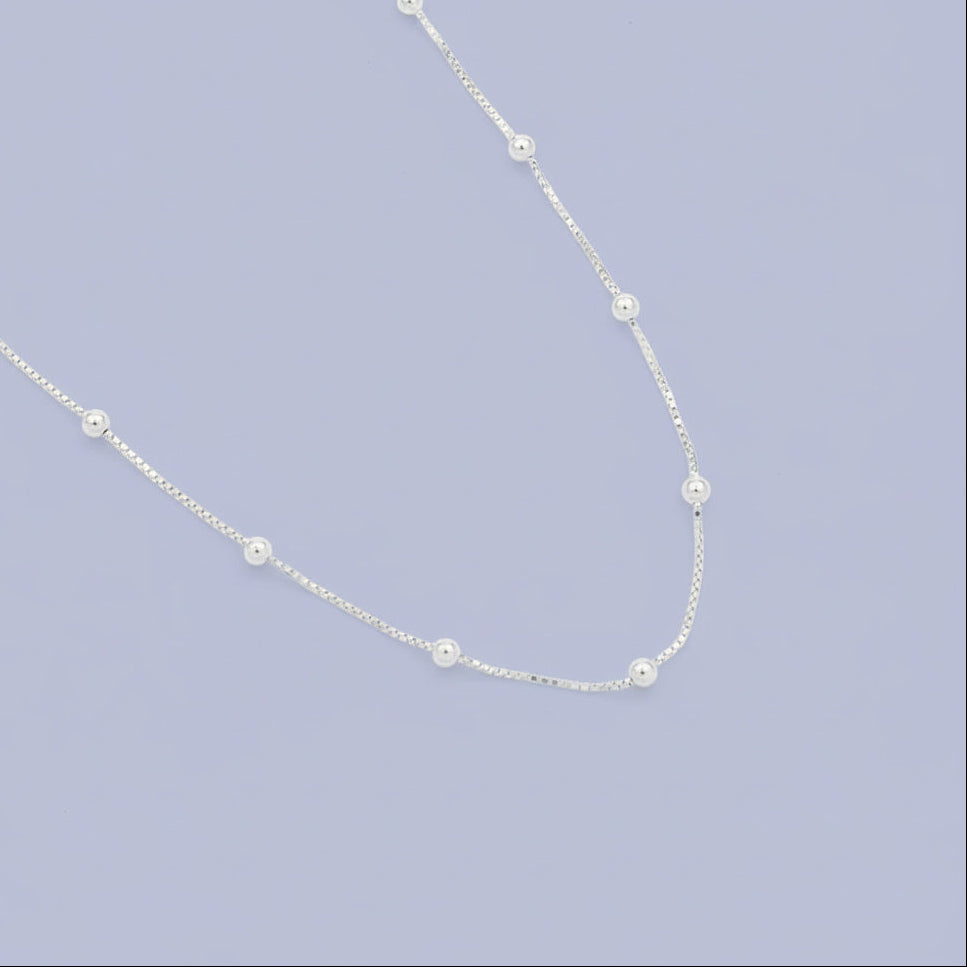 Cadena de Plata .925 de Tejido Caja con Esferas Lisas mod. 1519