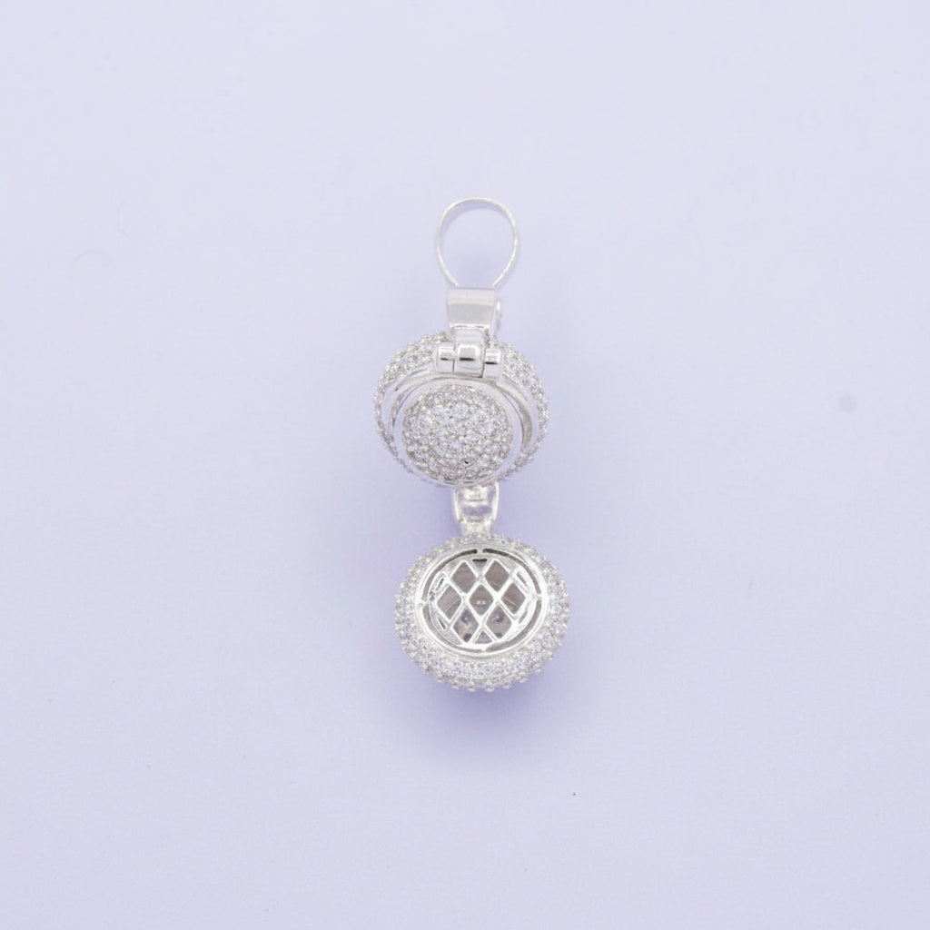 Dije de Plata .925 con Diseño de Audifonos Incrustado de Zirconias mod. 1527