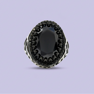 Anillo de Plata .925 Diseño Oval Elegante con Zirconia Oscura mod. 1992
