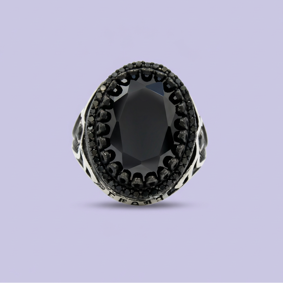 Anillo de Plata .925 Diseño Oval Elegante con Zirconia Oscura mod. 1992