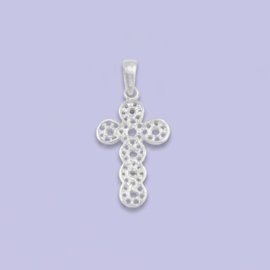 Cruz de Plata .925 Diseño en Círculos Incrustados de Zirconias mod. 1956