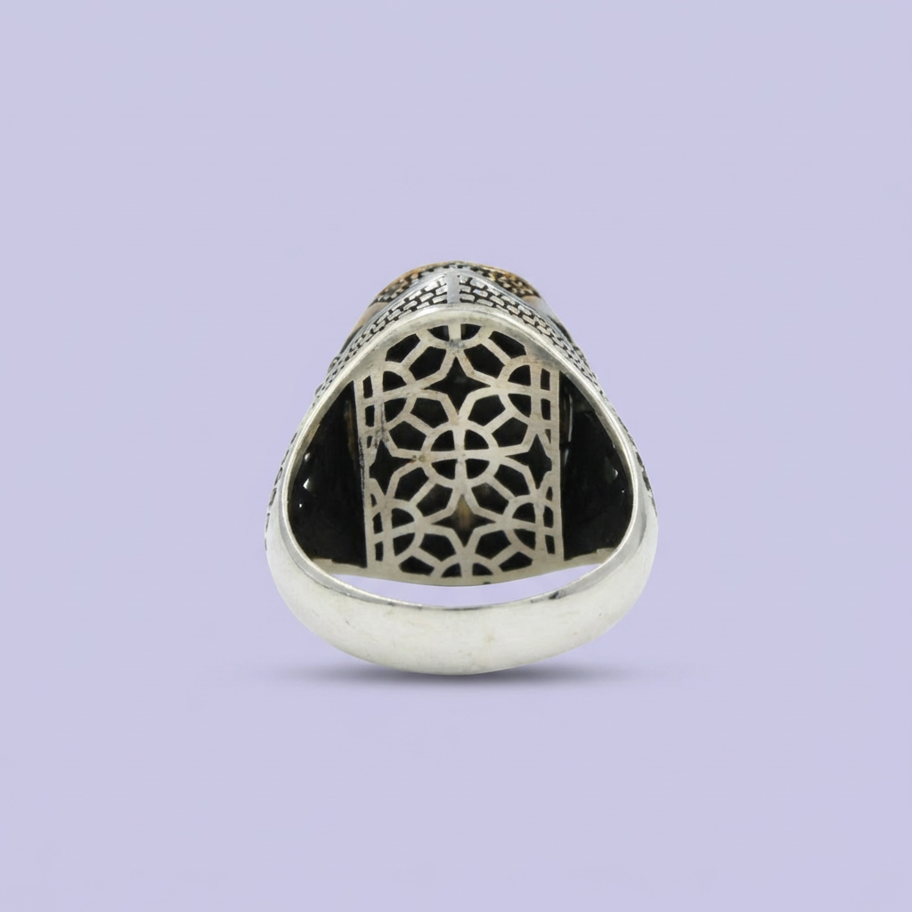 Anillo de Plata .925 Diseño Otomano Elegante con Incrustación de Ónix mod. 1989