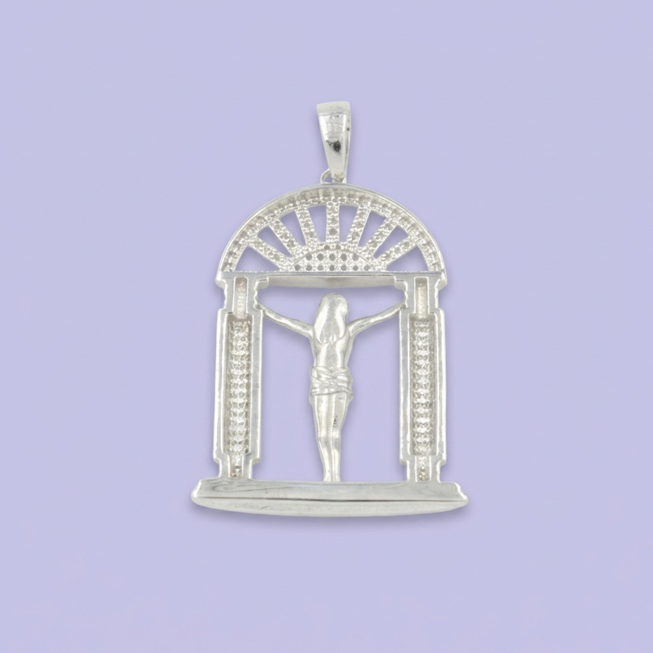 Crucifijo de Plata .925 Crucifixión de Jesús Incrustado de Zirconias mod. 1968