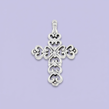 Cruz de Plata .925 Diseño de Corazones Electroformados Estilo Hueco mod. 1965