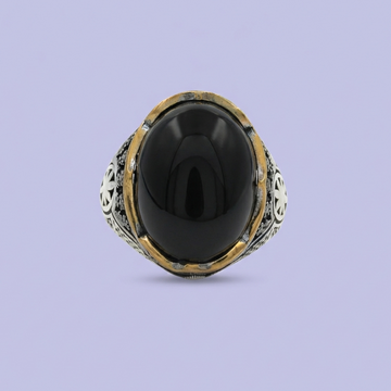 Anillo de Plata .925 Diseño Otomano Elegante con Incrustación de Ónix mod. 1989