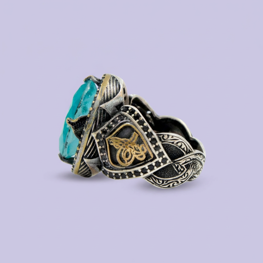 Anillo de Plata .925 Diseño Otomano con Turmalina mod. 1981