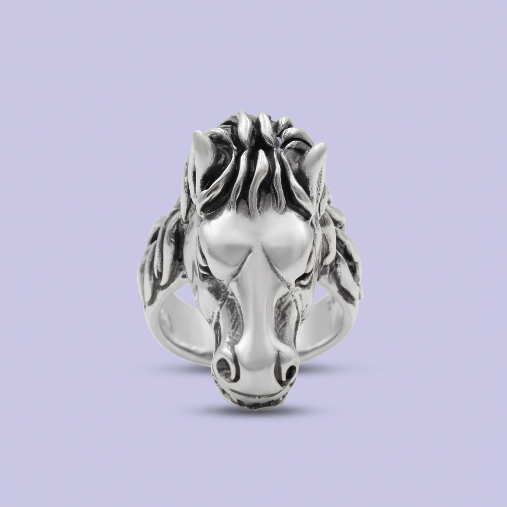 Anillo de Plata .925 de Bulto con Diseño de Caballo  mod. 2005