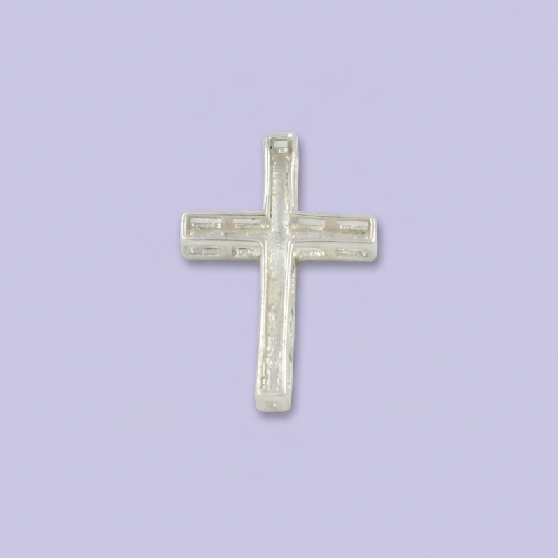 Cruz de Plata .925 de Diseño Hueco con Incrustación de Marquesitas mod. 1958