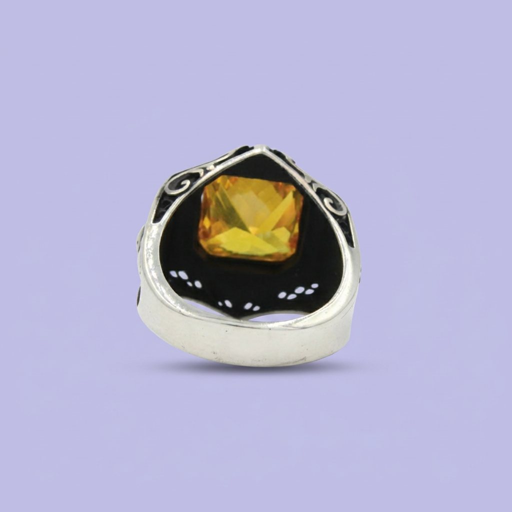 Anillo de Plata .925 Diseño Elegante con Zirconia Amarilla mod. 1990