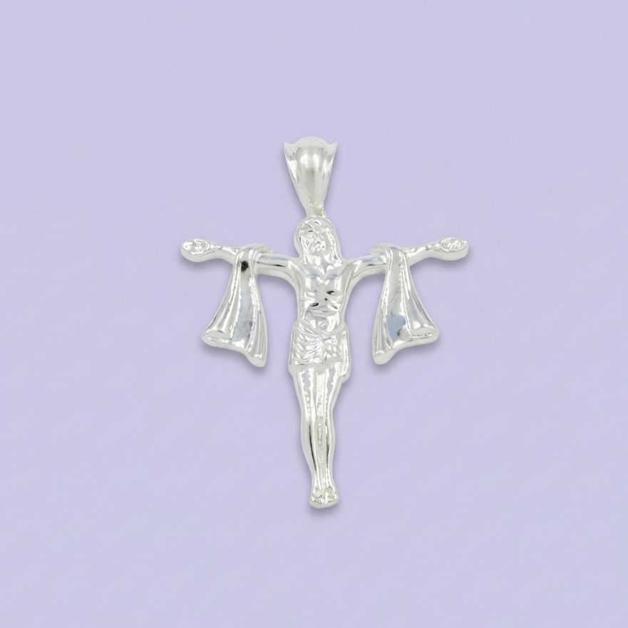 Crucifijo de Plata .925 de Diseño Liso y Hueco mod. 1969