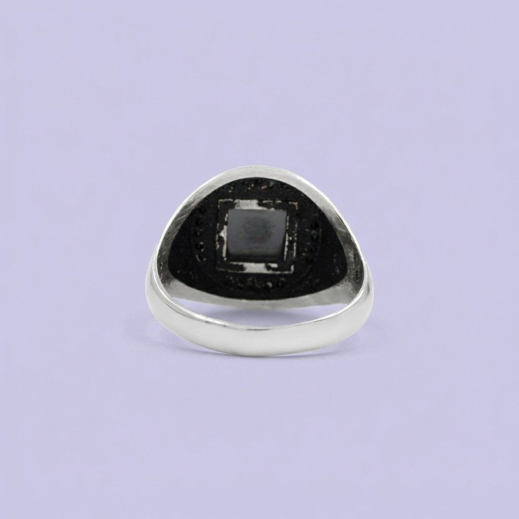 Anillo de Plata .925 Otomano con Piedra Onix Cuadrada y Facetada mod. 1976