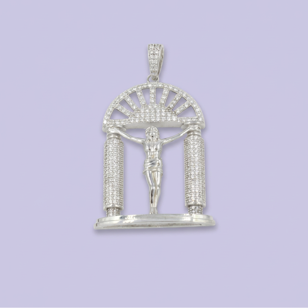 Crucifijo de Plata .925 Crucifixión de Jesús Incrustado de Zirconias mod. 1968