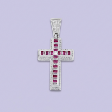 Cruz de Plata .925 con Zirconias Baguette con Colores Intercalados mod. 1960