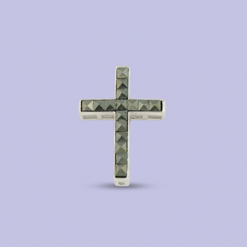 Cruz de Plata .925 de Diseño Hueco con Incrustación de Marquesitas mod. 1958