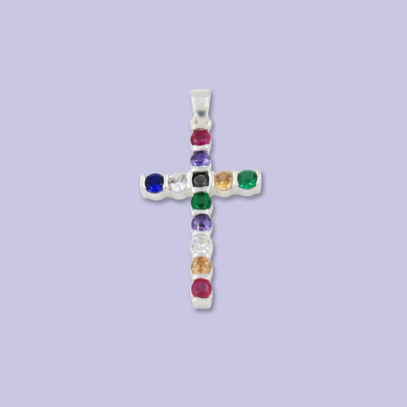 Cruz de Plata .925 con Zirconias de Colores mod. 1959
