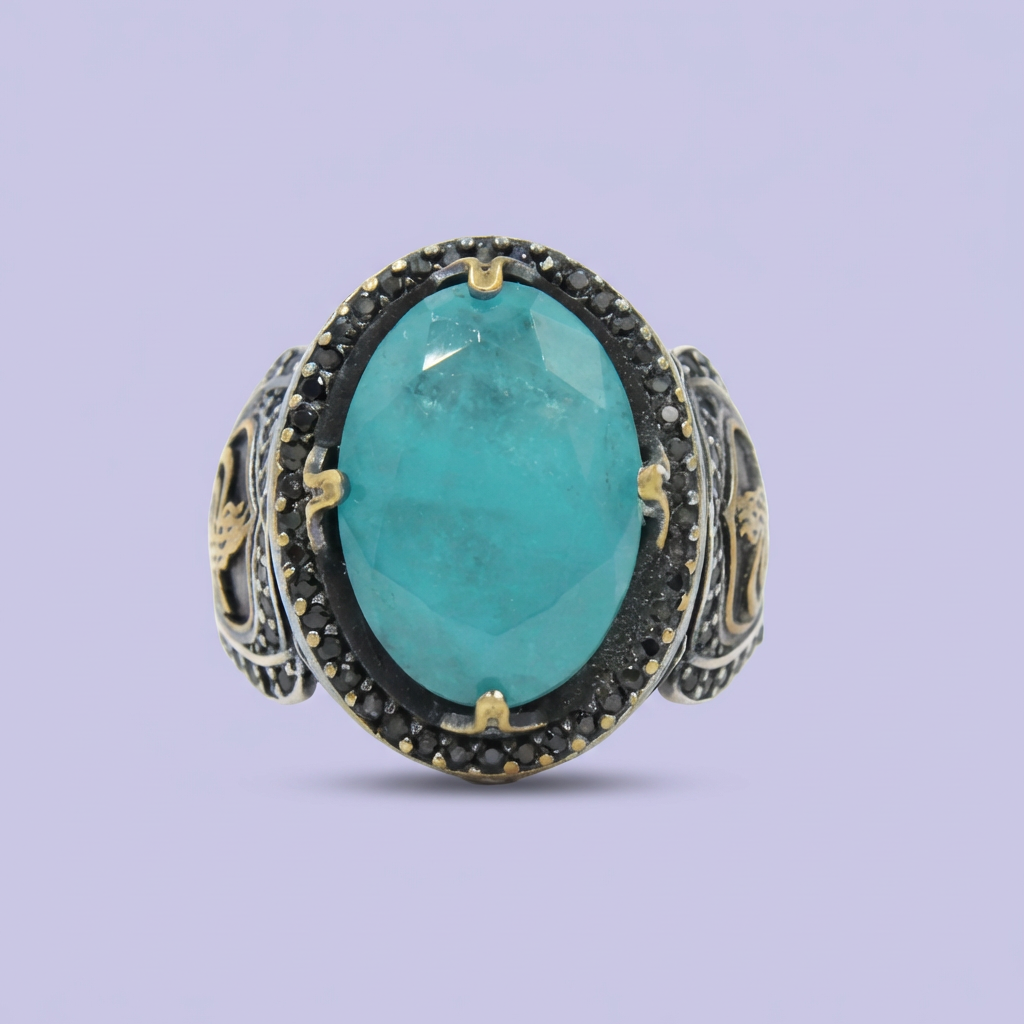 Anillo de Plata .925 Diseño Otomano con Turmalina mod. 1981