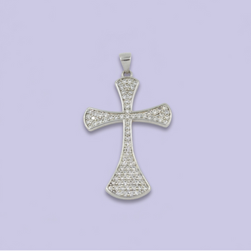 Cruz de Plata .925 Estilo Brillante Incrustada con Zirconias Finas mod. 1962