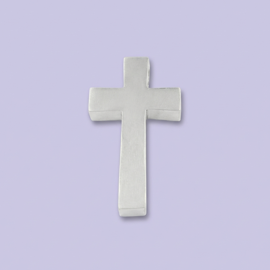 Cruz de Plata .925 de Diseño Hueco y Liso Brillante mod. 1967