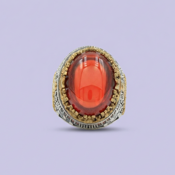 Anillo de Plata .925 Diseño Otomano Estilo Rey de Zirconia Roja mod. 1986