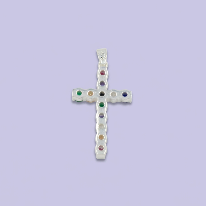 Cruz de Plata .925 con Zirconias de Colores mod. 1959