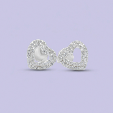 Arete de Plata .925 con Diseño de Corazón con Zirconia Finas mod. 1926