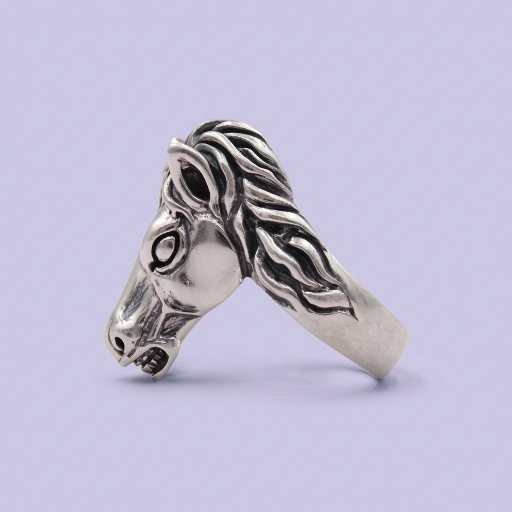 Anillo de Plata .925 de Bulto con Diseño de Caballo  mod. 2005