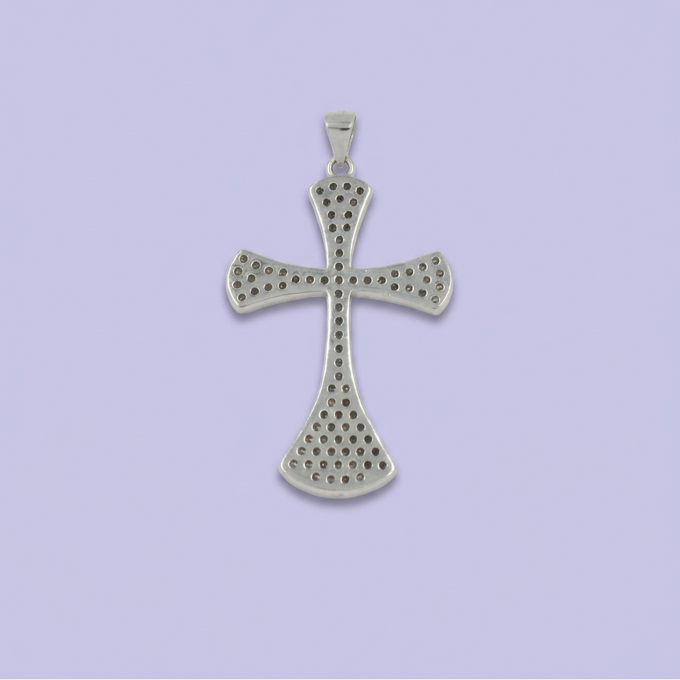 Cruz de Plata .925 Estilo Brillante Incrustada con Zirconias Finas mod. 1962