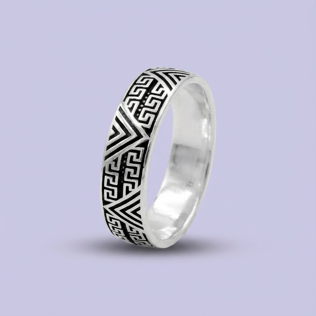 Anillo de Plata .925 para Caballero con Diseño de V Invertidas mod. 1661