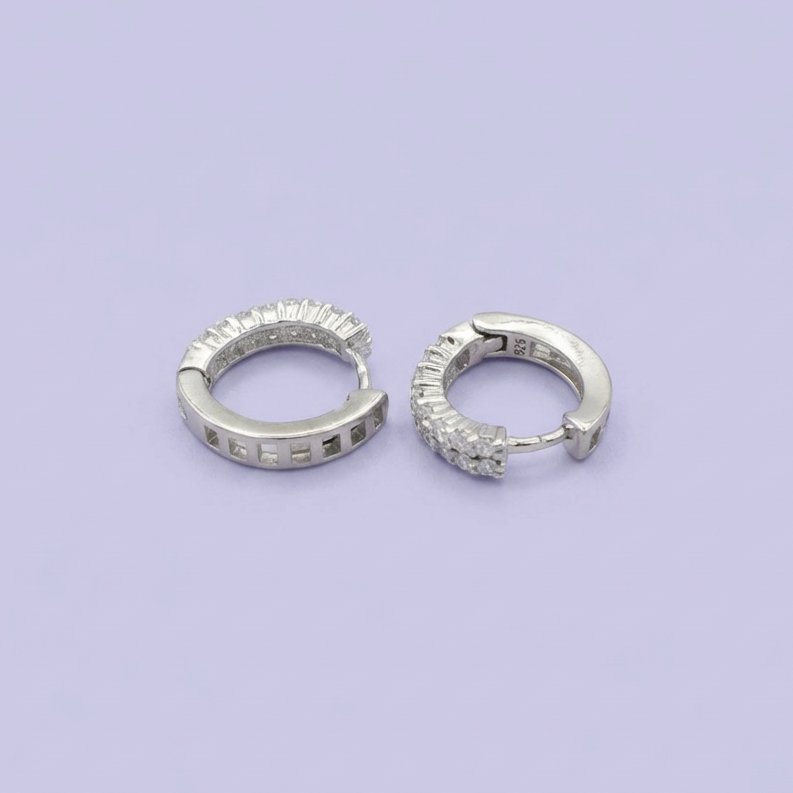 Grapa de Plata .925 Diseño de Doble Línea de Zirconias Finas mod. 1635