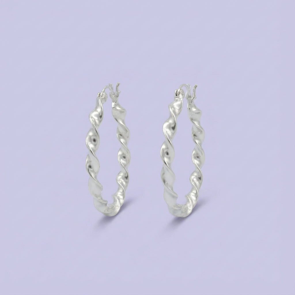 Arracada de Plata .925 con Diseño Trenzado Brillante mod. 1625