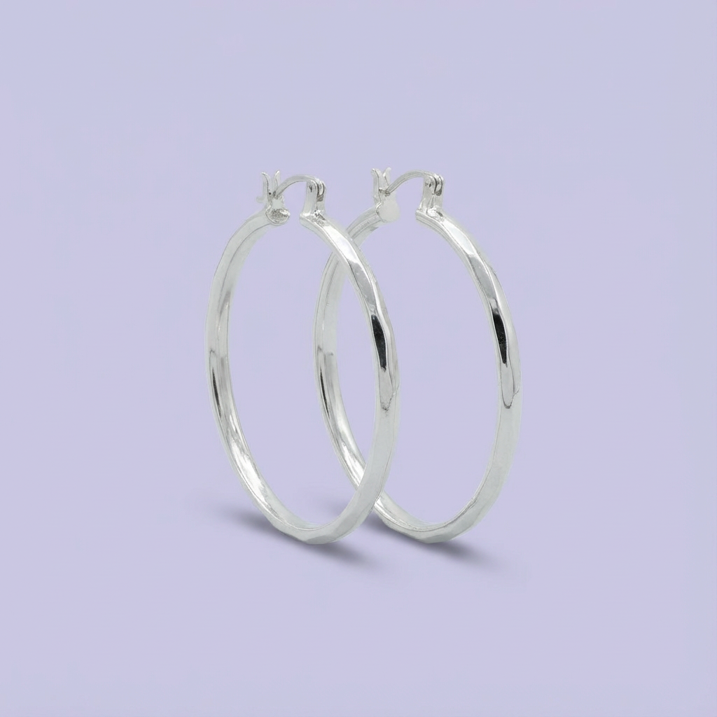 Arracada de Plata .925 Facetada Especial Hueca mod. 1624