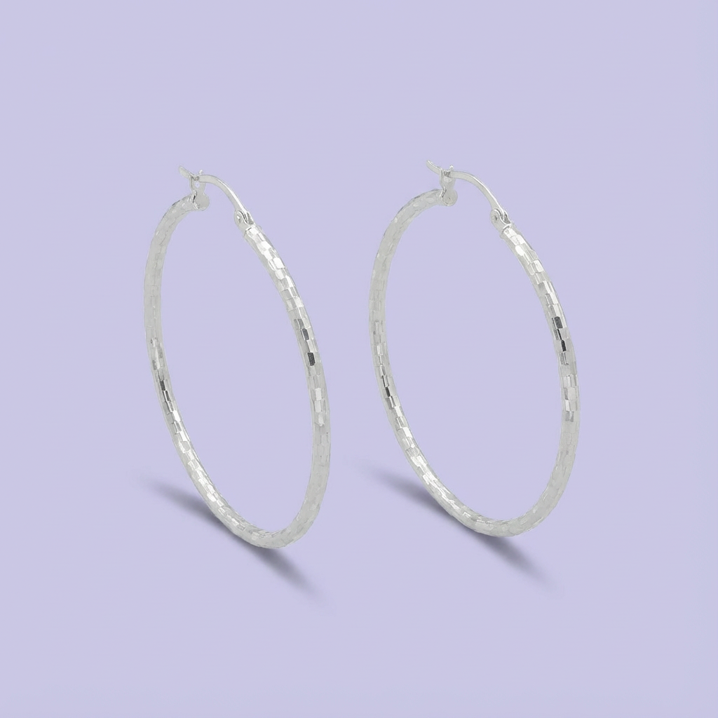 Arracada de Plata .925 Diamantado de Disco mod. 1619