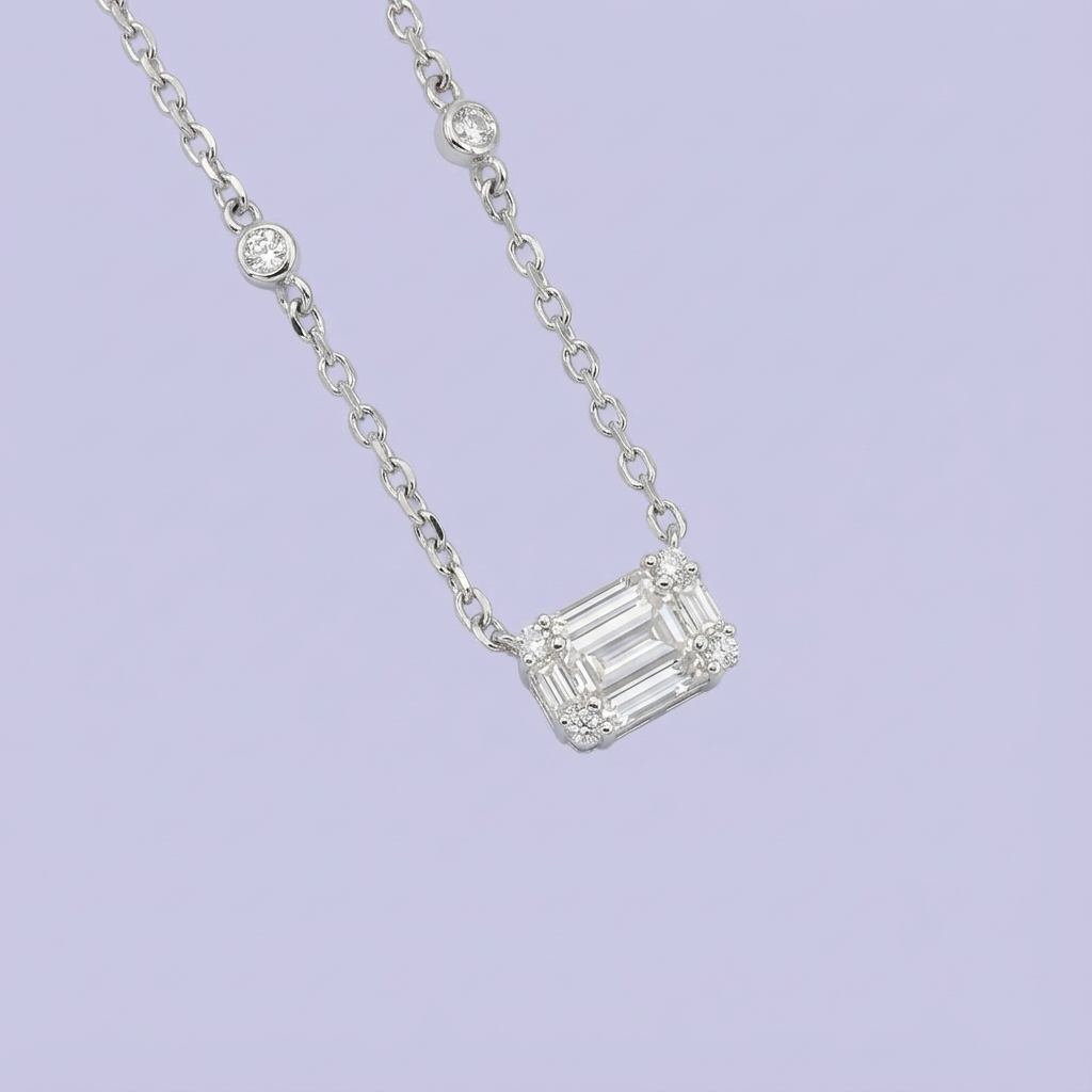 Gargantilla de Plata .925 Diseño de Zirconia Baguette mod. 1652