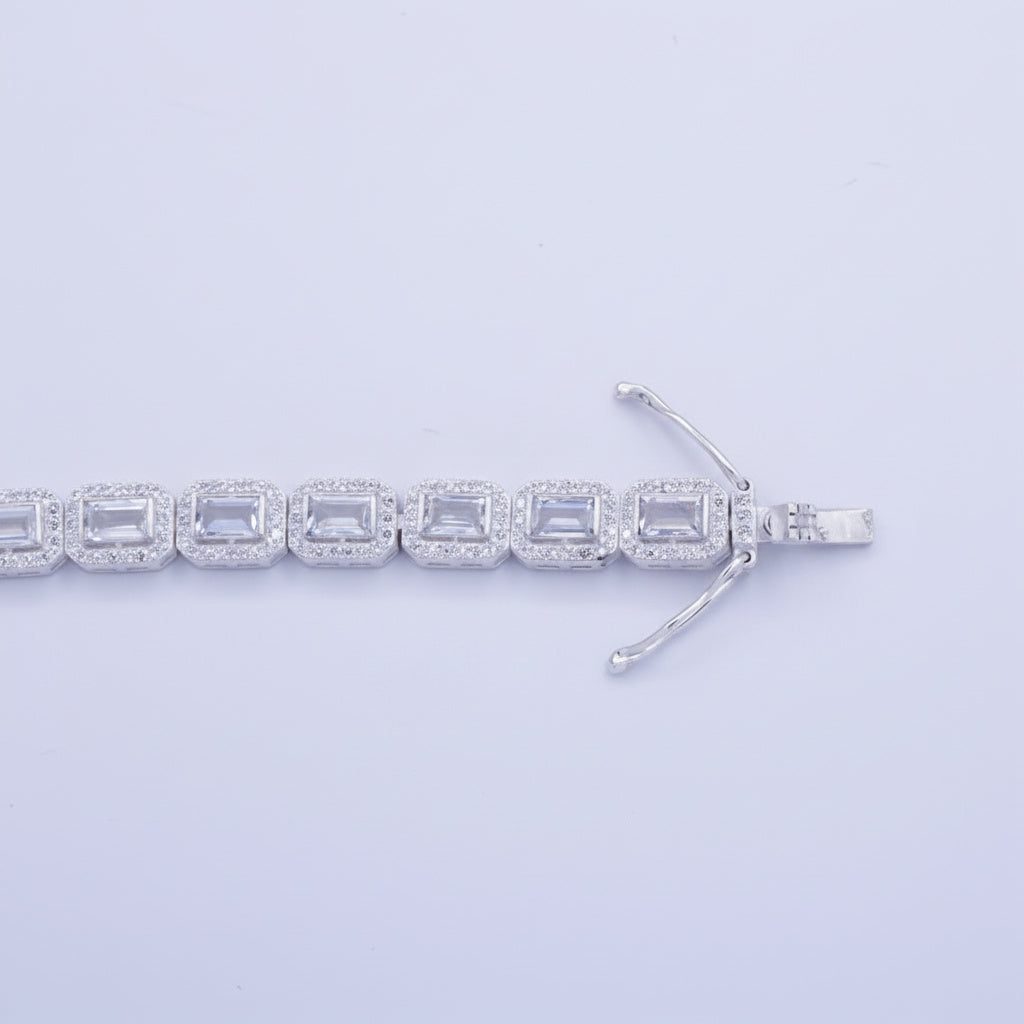 Pulsera de Plata .925 con Incrustado de Zirconias Cuadradas mod. 1528