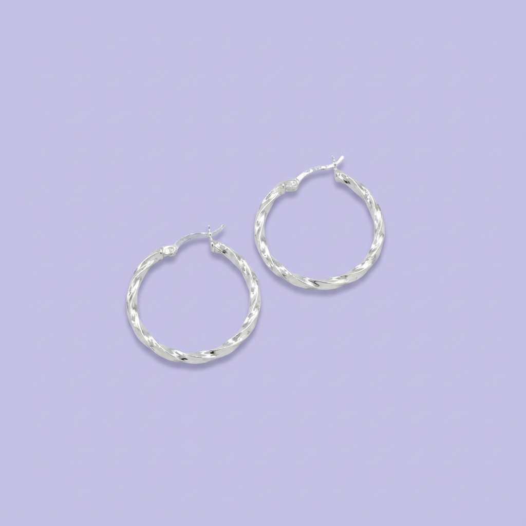 Arracada de Plata .925 con Diseño Trenzado Hueco mod. 1628