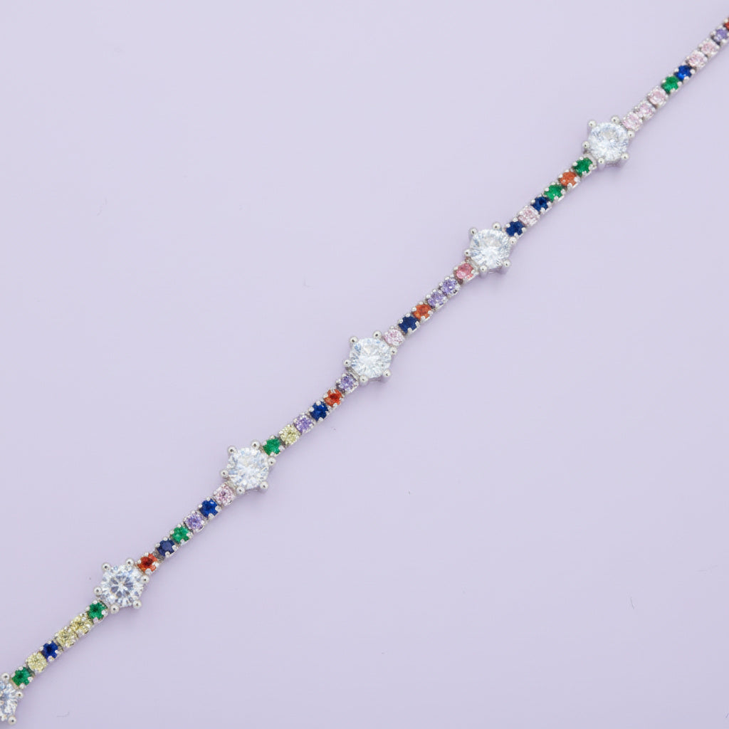 Pulsera de Plata .925 Diseño de Gotas con Incrustado de Zirconias Multicolor mod. 1531