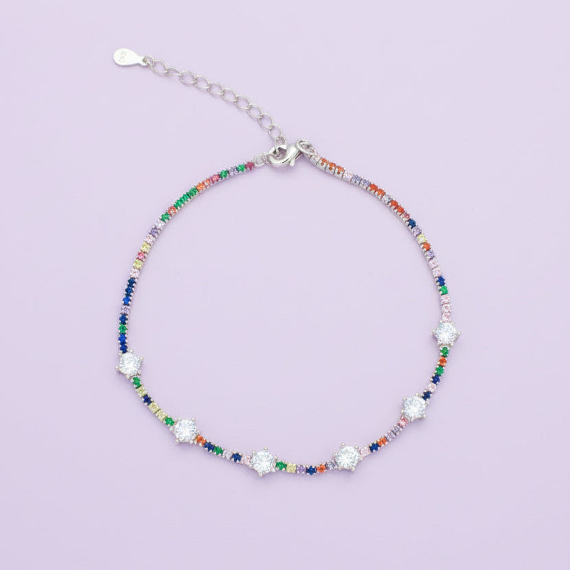 Pulsera de Plata .925 Diseño de Gotas con Incrustado de Zirconias Multicolor mod. 1531