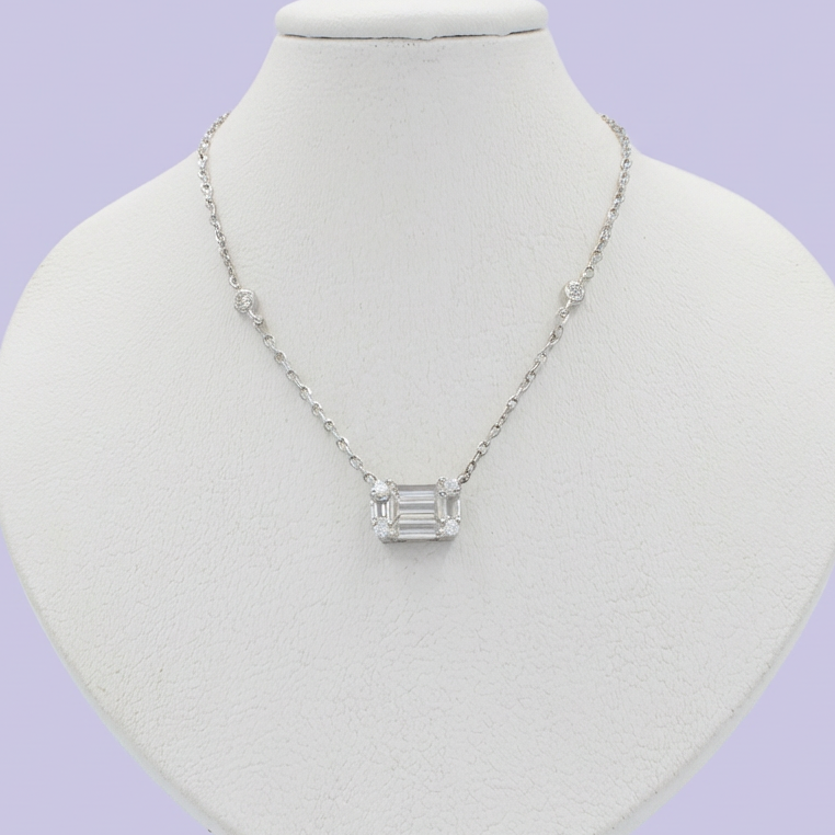 Gargantilla de Plata .925 Diseño de Zirconia Baguette mod. 1652
