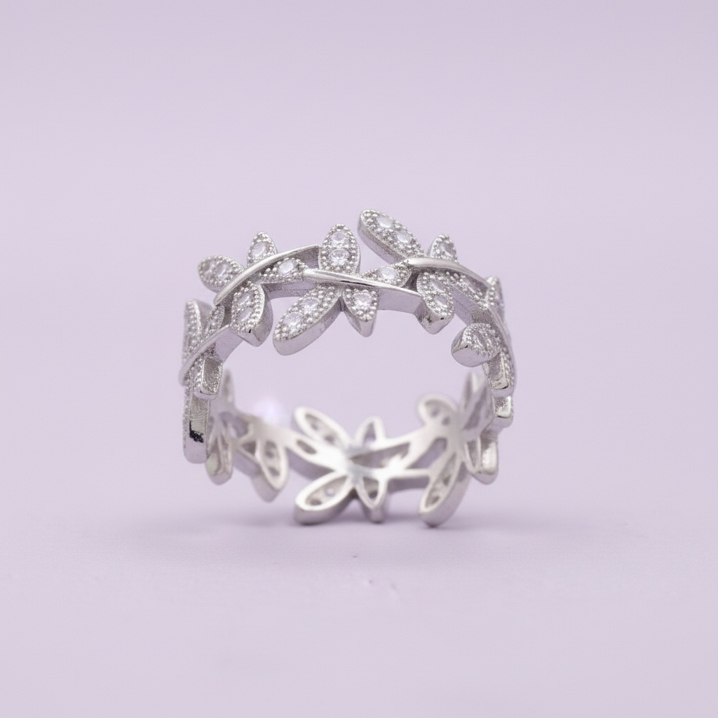 Anillo de Plata .925 Libélulas en Churumbela con Zirconias Incrustadas mod. 1404