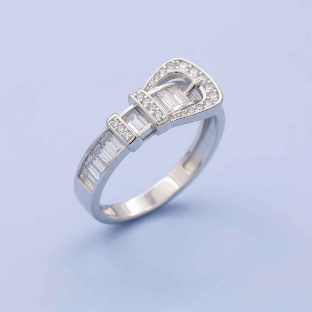 Anillo de Plata .925 Cinturón Churumbela con Zirconias de Corte Baguette mod. 1405