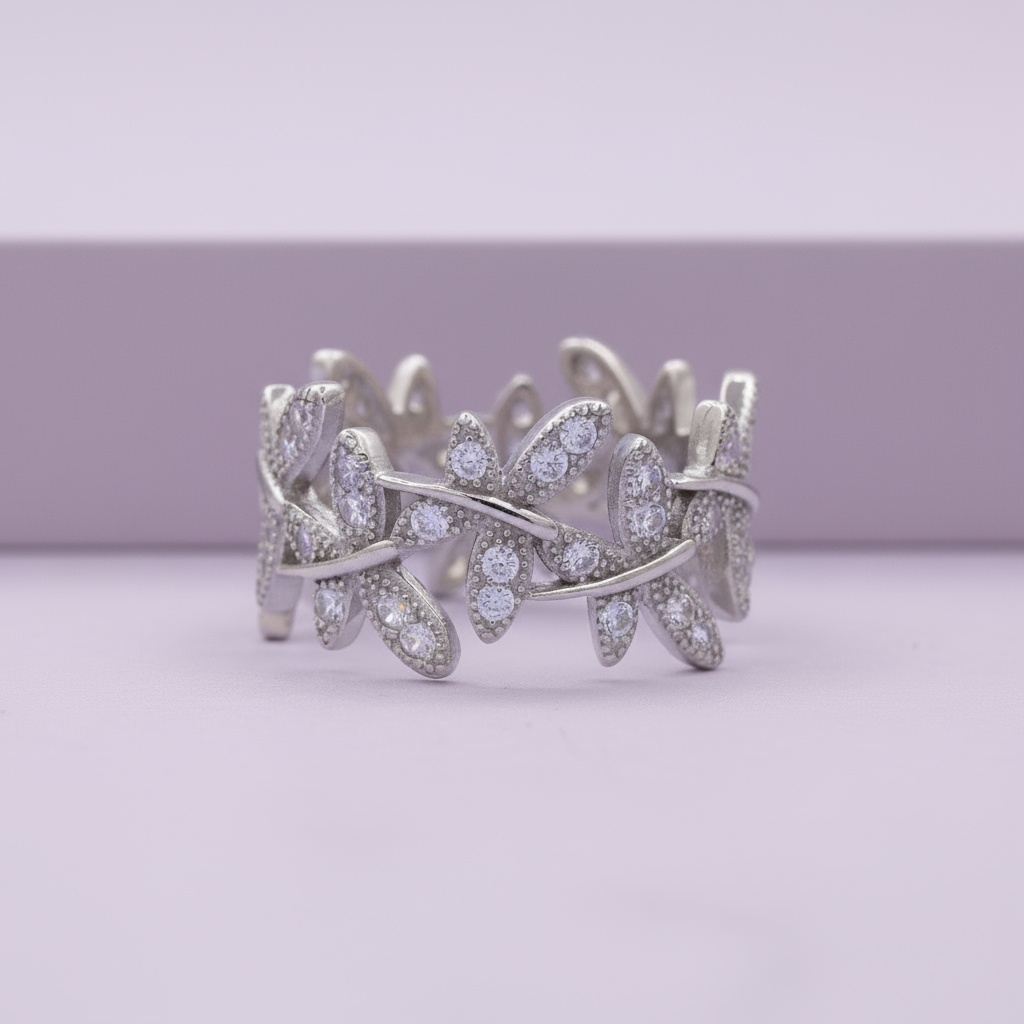 Anillo de Plata .925 Libélulas en Churumbela con Zirconias Incrustadas mod. 1404