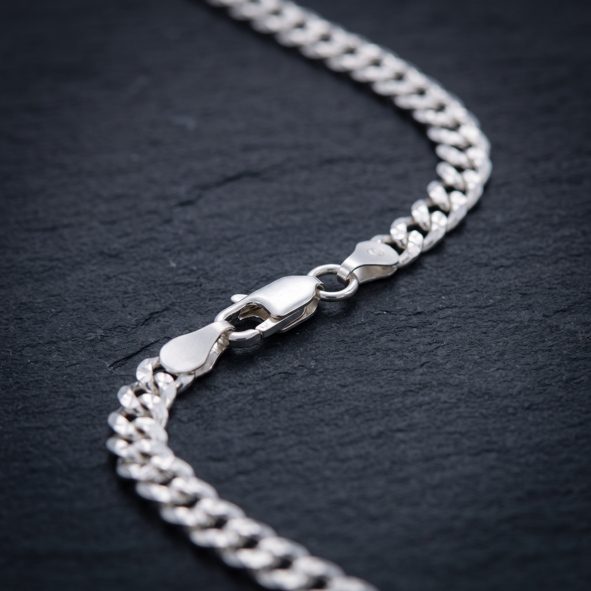 Pulsera de Plata .925.Cubana Diamantada Eslabón Chico mod. 3242