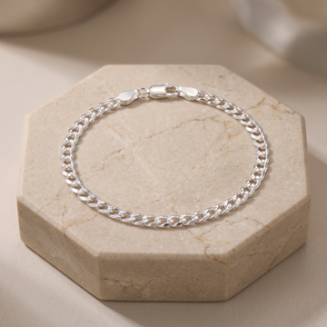 Pulsera de Plata .925.Cubana Diamantada Eslabón Chico mod. 3242