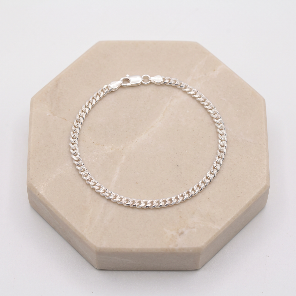 Pulsera de Plata .925.Barbada Diamantada Eslabón Chico mod. 3237