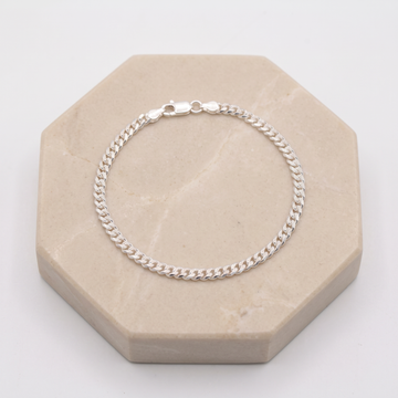Pulsera de Plata .925.Barbada Diamantada Eslabón Chico mod. 3237