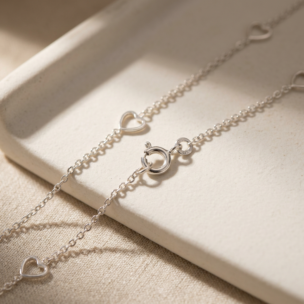 Cadena de Plata .925 Tejido Fino con Corazones mod. 3222