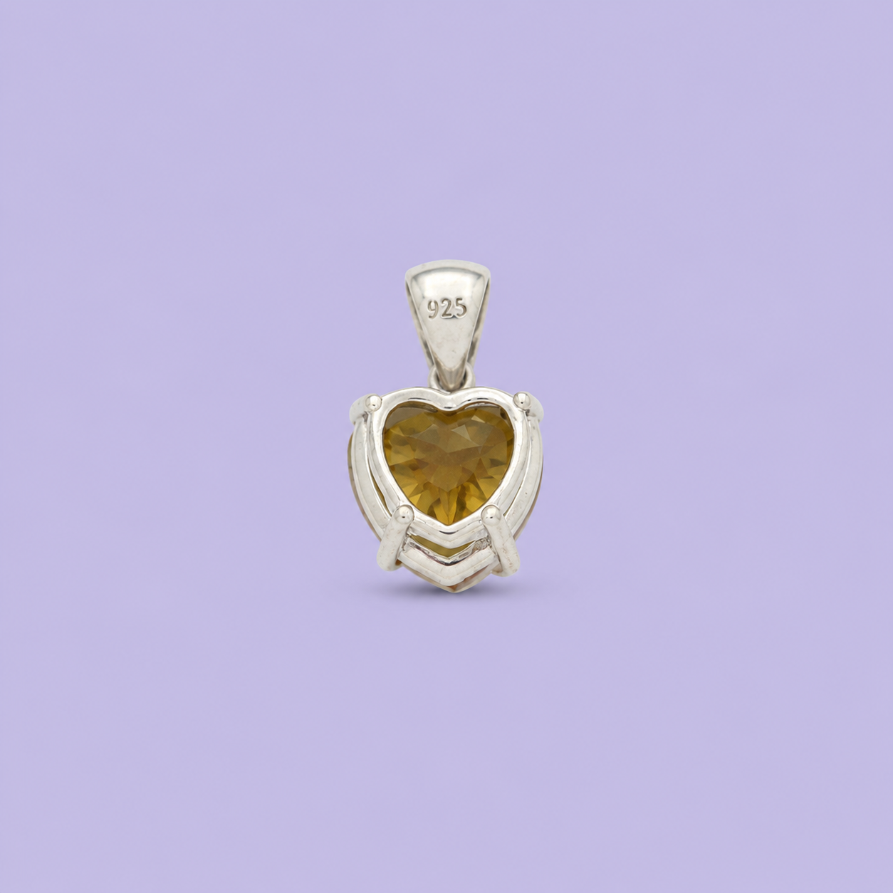 Dije de Plata .925 Corazón con Zirconia Miel Brillante mod. 2505