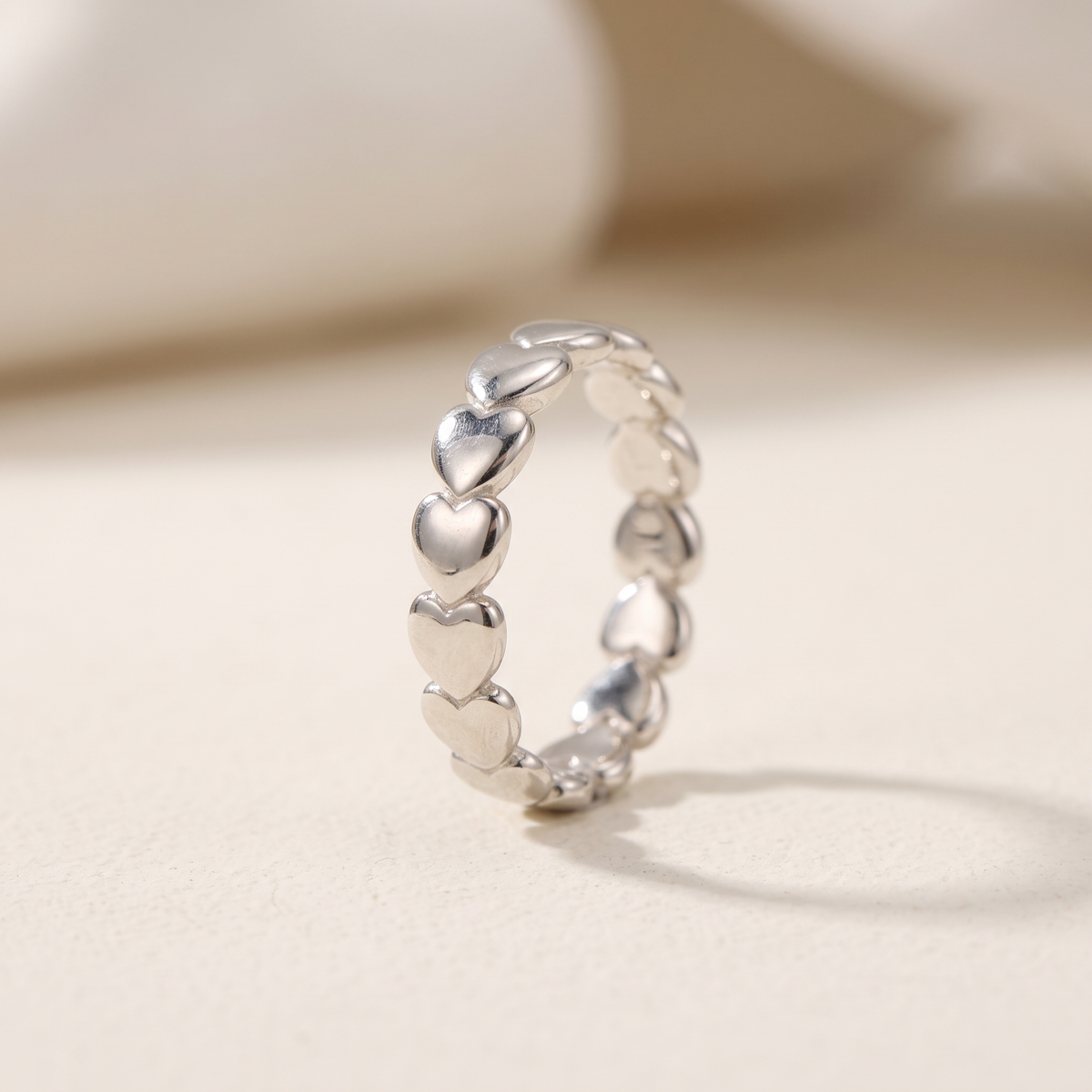 Anillo de Plata. 925 Corazones Lisos Elegantes mod.3255